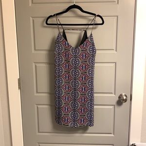 Design Lab size small Tunic Dress with black, white, purple, and blue pattern